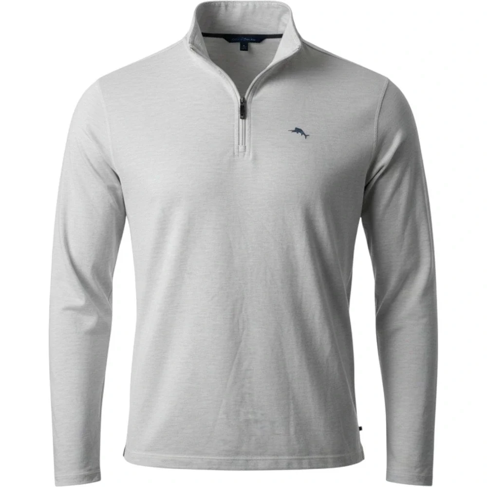 Tommy Bahama Quarter Zip Pullover Marlin Logo Casual‎ Mens XL Gray